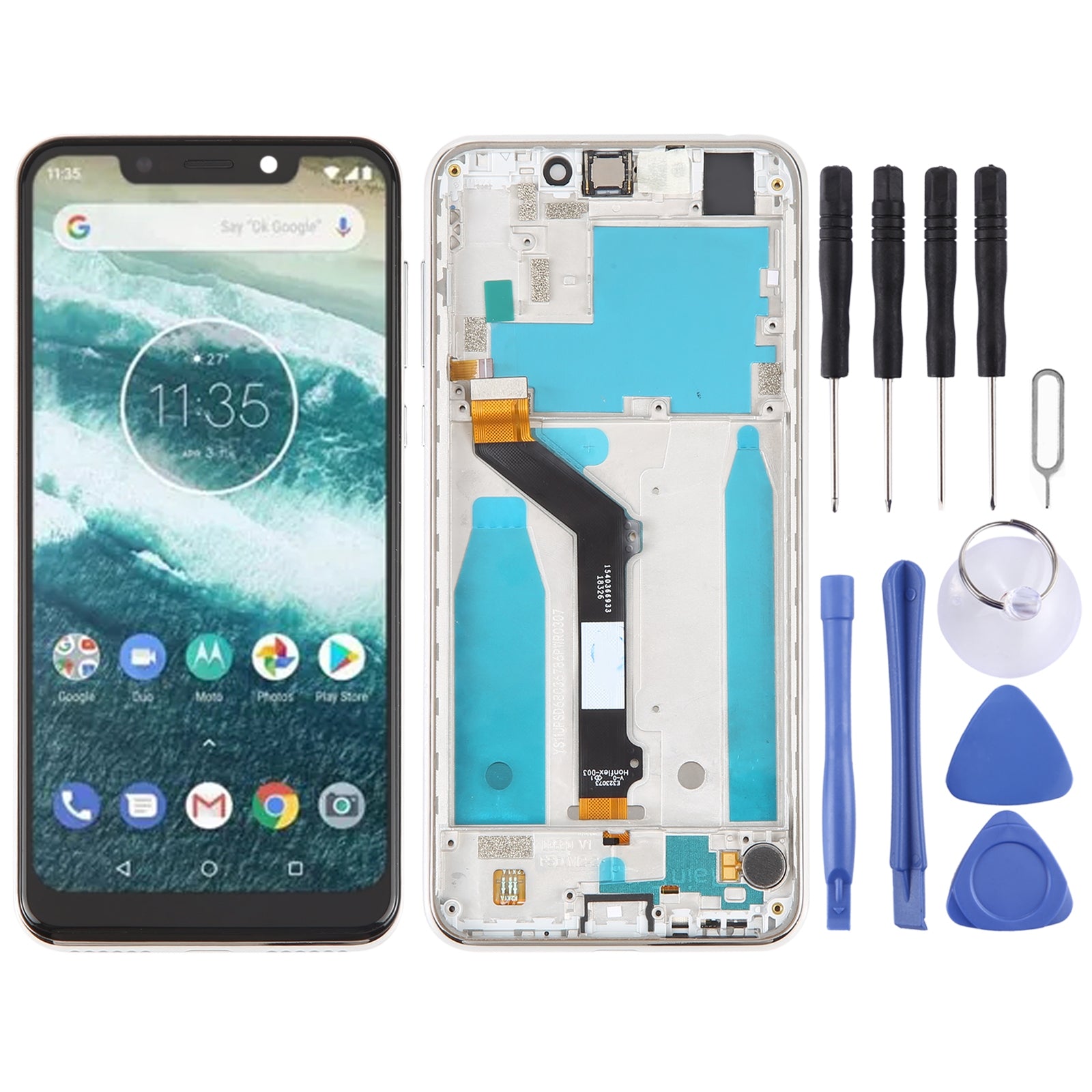 Full Screen + Touch + Frame Motorola Moto One / P30 Play Silver