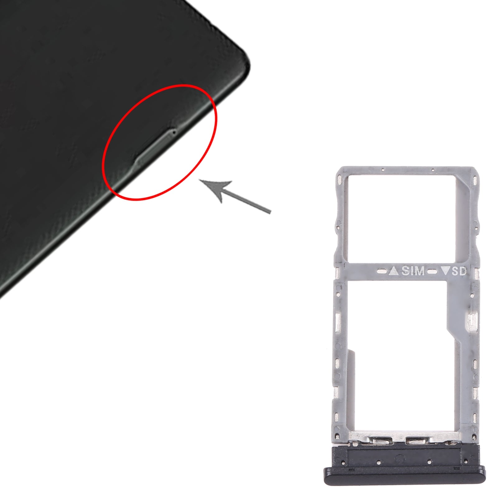 SIM / Micro SD Holder Tray Alcatel Joy Tab 2 9032Z Black