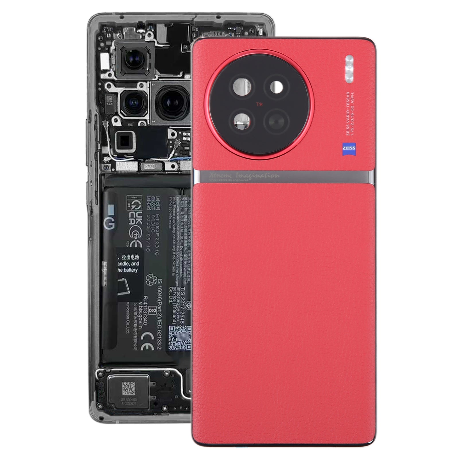 Cache Batterie Cache Arrière + Objectif Caméra Arrière Vivo X90 Rouge