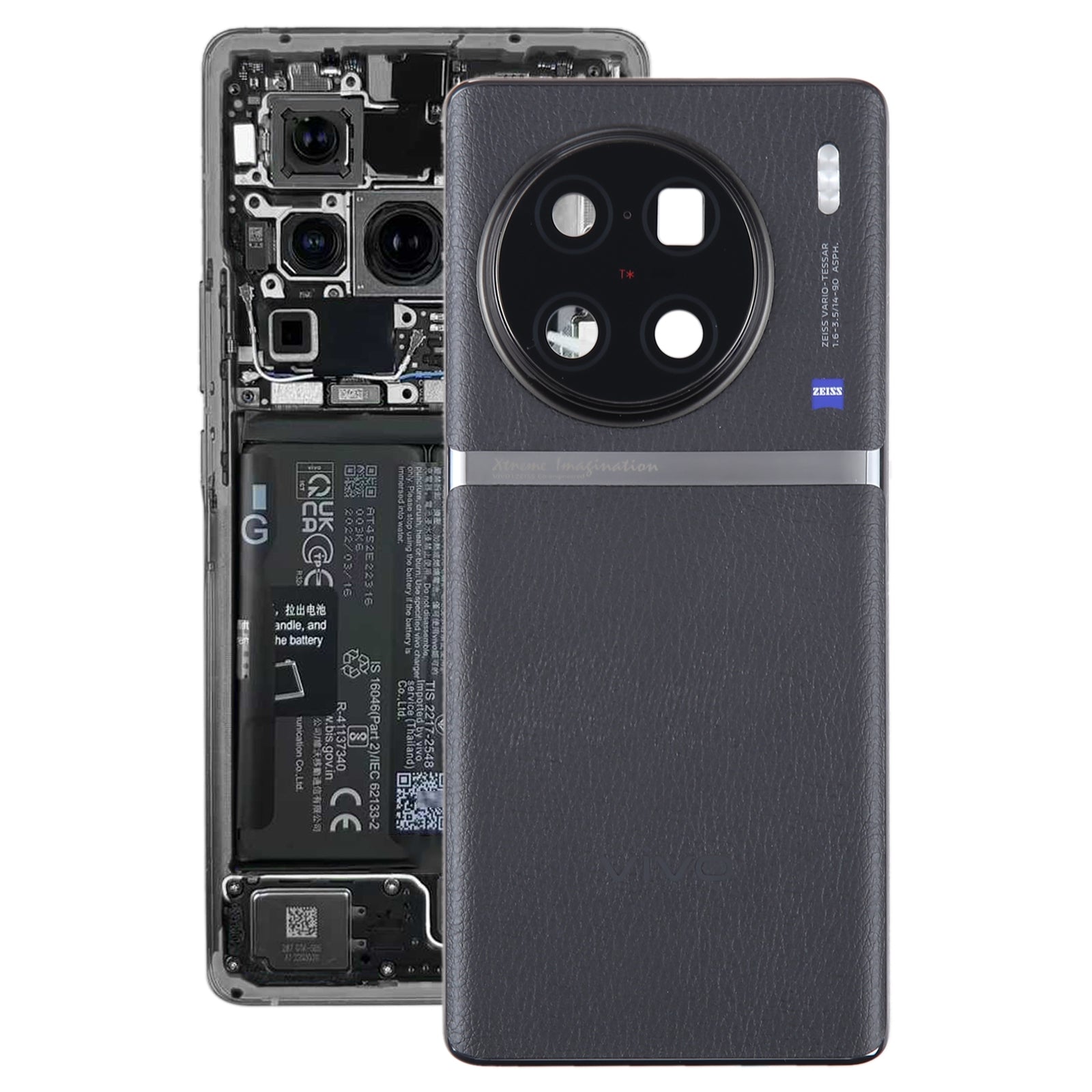 Cache arrière Cache batterie + Objectif caméra arrière Vivo X90 Pro + Noir