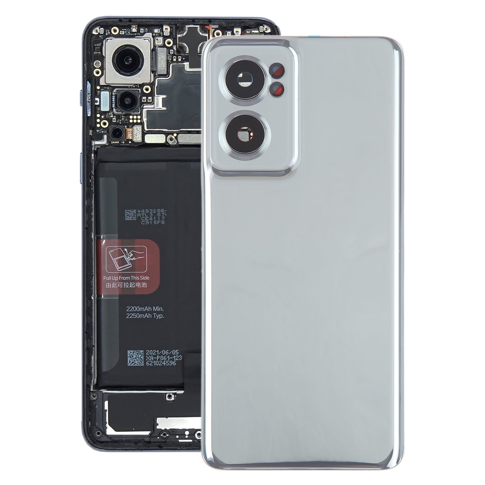 Tapa Bateria Back Cover + Lente Camara Trasera OnePlus Nord CE 2 5G Gris