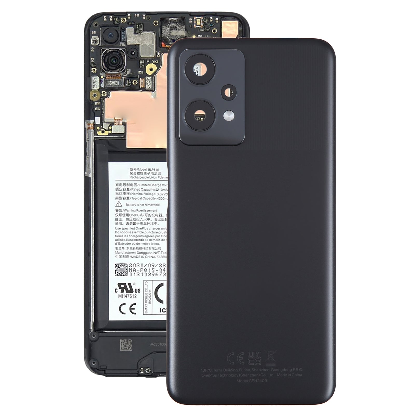 Tapa Bateria Back Cover + Lente Camara Trasera OnePlus Nord CE 2 Lite 5G Negro