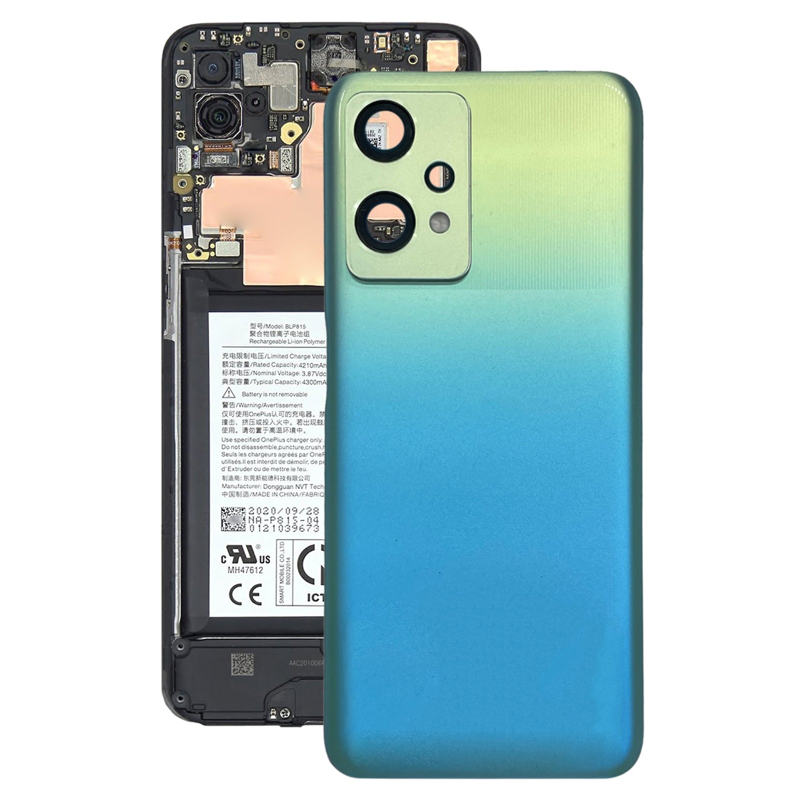 Cache Batterie Cache Arrière + Objectif Caméra Arrière OnePlus Nord CE 2 Lite 5G Bleu