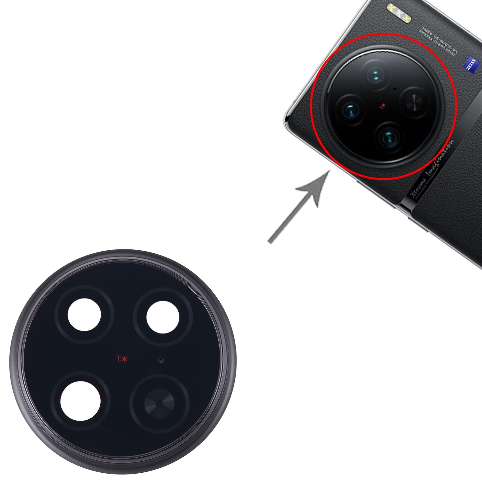 Vivo X90 Pro Cache d'objectif de caméra arrière Noir