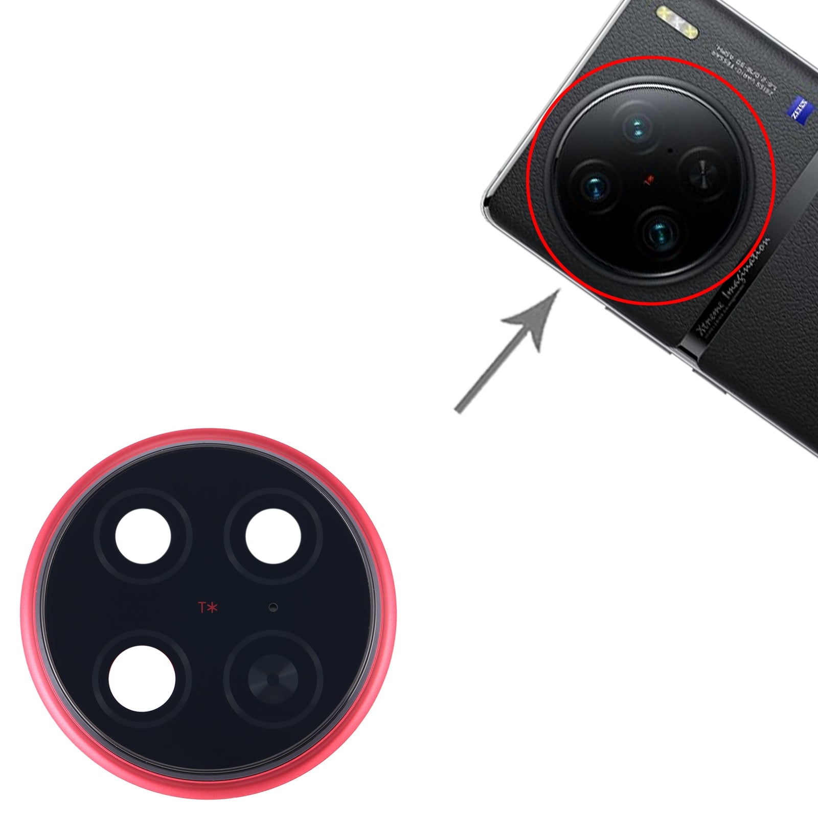 Vivo X90 Pro Cache objectif de caméra arrière Rouge