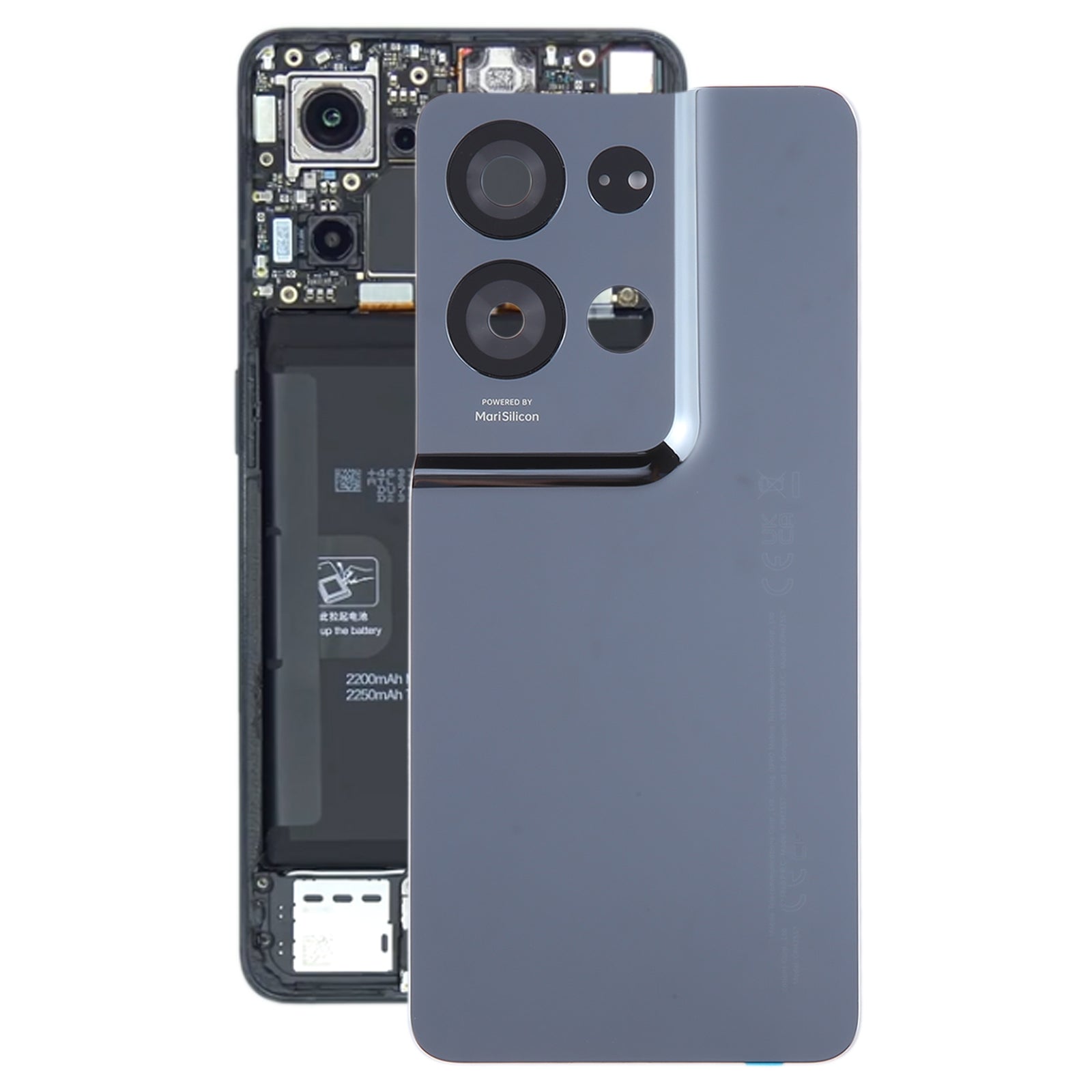 Cache Batterie Cache Arrière + Objectif Caméra Arrière Oppo Reno8 Pro 5G Noir