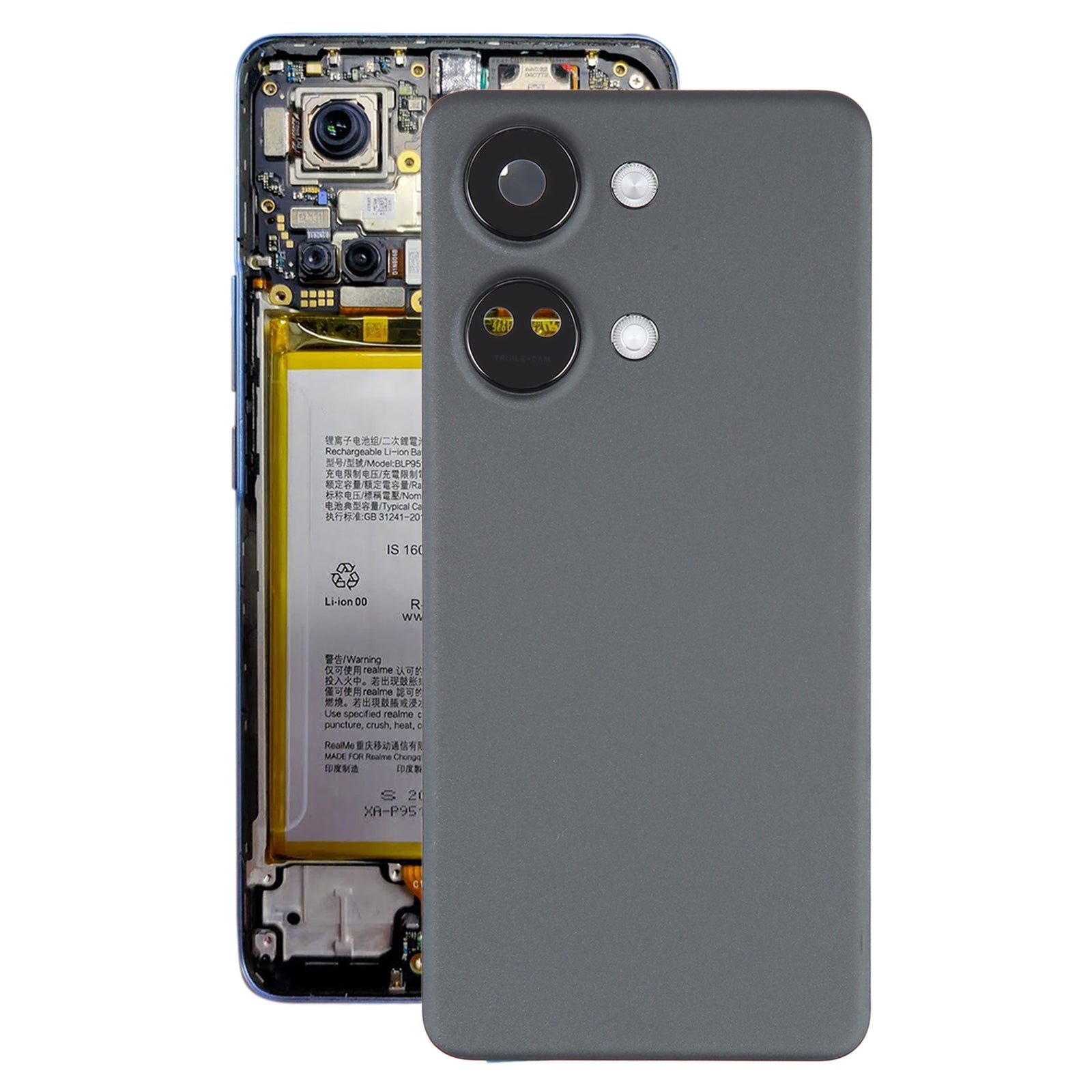 Tapa Bateria Back Cover + Lente Camara Trasera OnePlus Ace 2V Negro