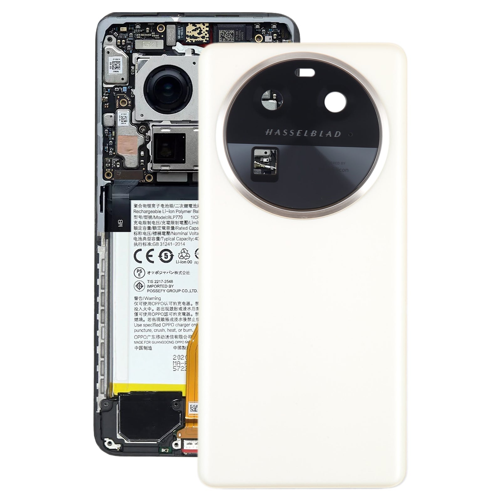 Tapa Bateria Back Cover + Lente Camara Trasera Oppo Find X6 Blanco
