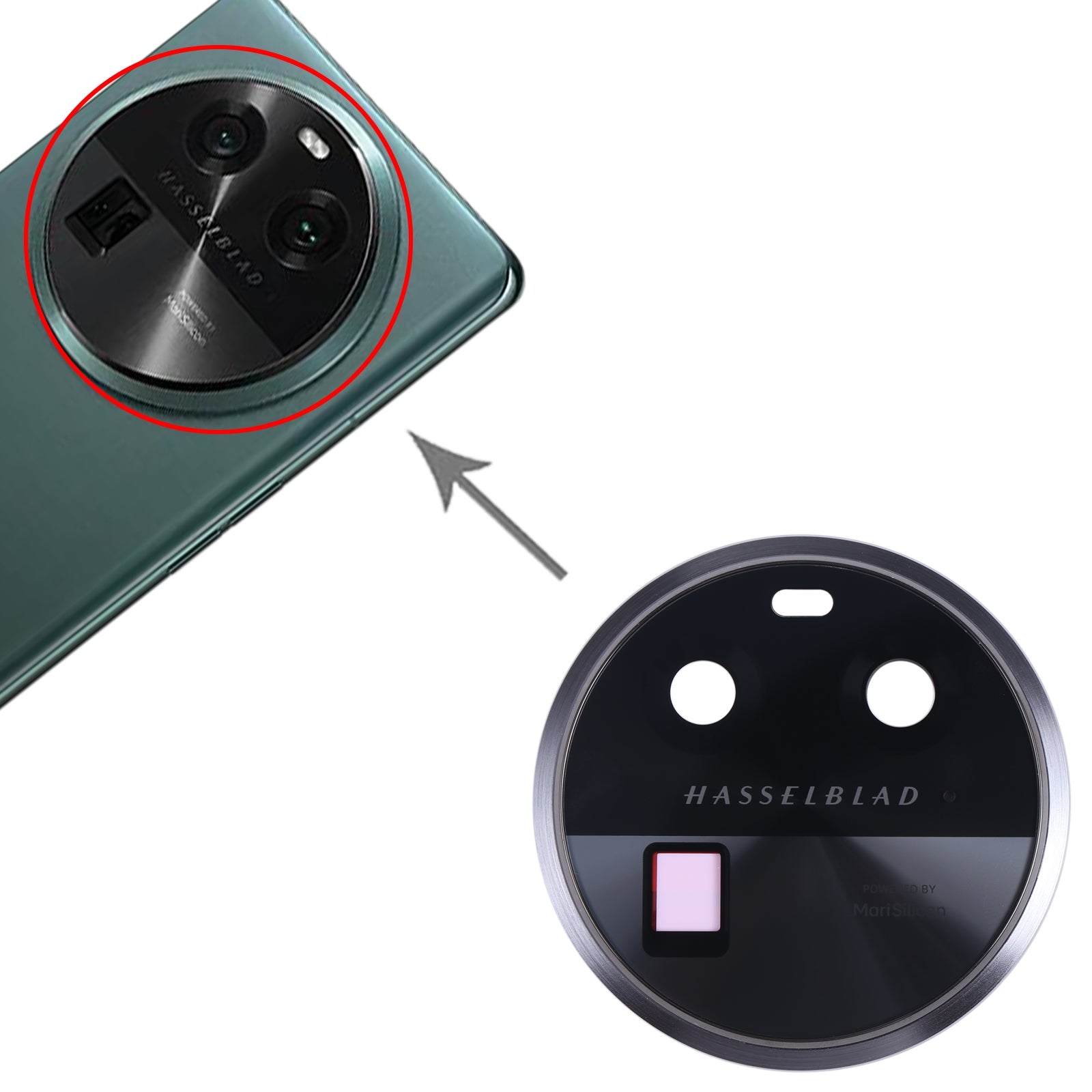 Cache objectif de caméra arrière Oppo Find X6 noir