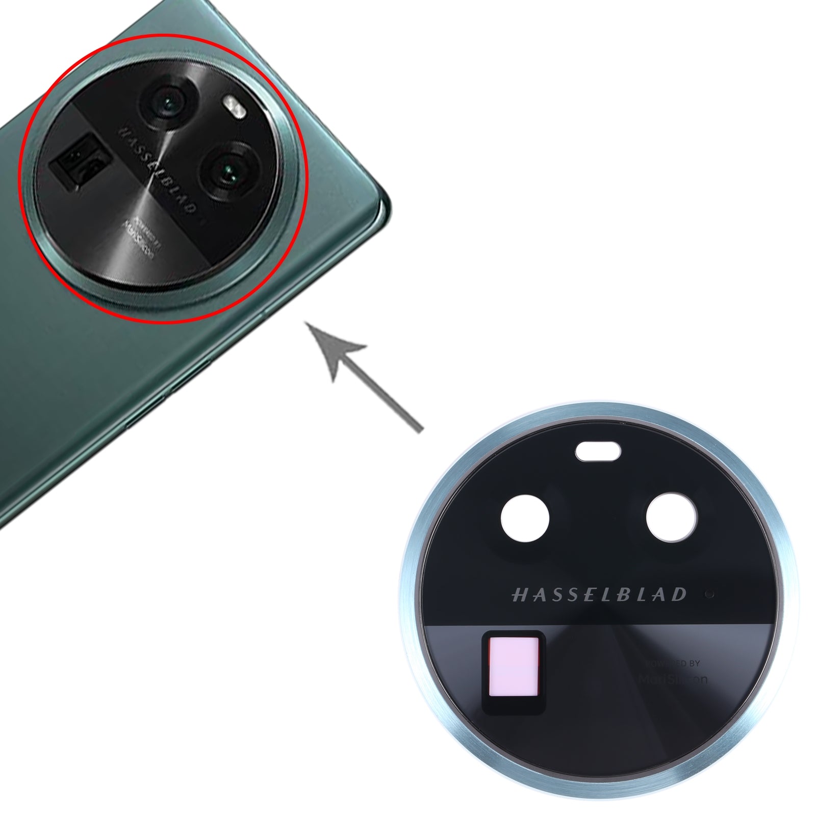 Cache objectif de caméra arrière Oppo Find X6 vert