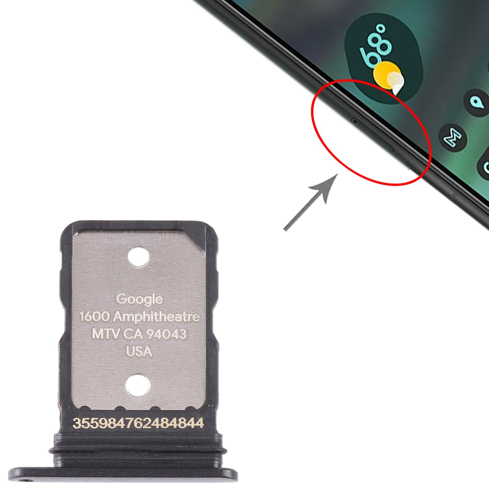 Micro SIM SIM Holder Tray Google Pixel 6A Black