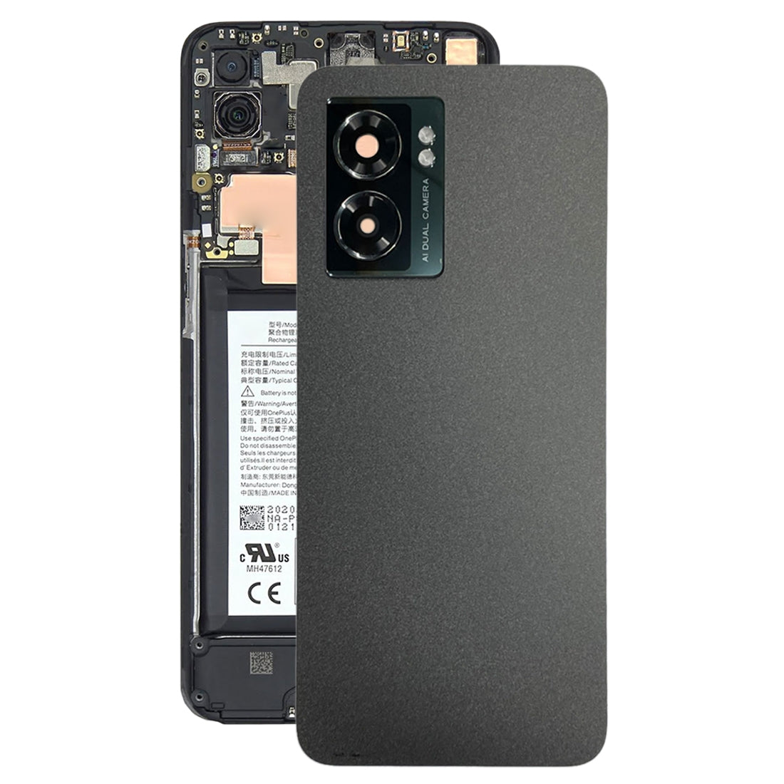 Tapa Bateria Back Cover + Lente Camara Trasera OnePlus Nord N300 CPH2389 Negro
