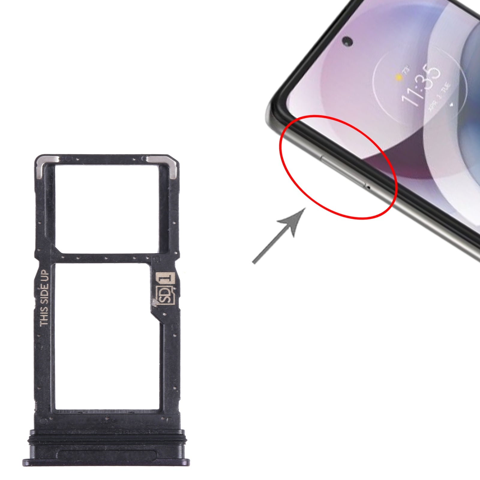 SIM / Micro SD Holder Tray Motorola One 5G Ace Black
