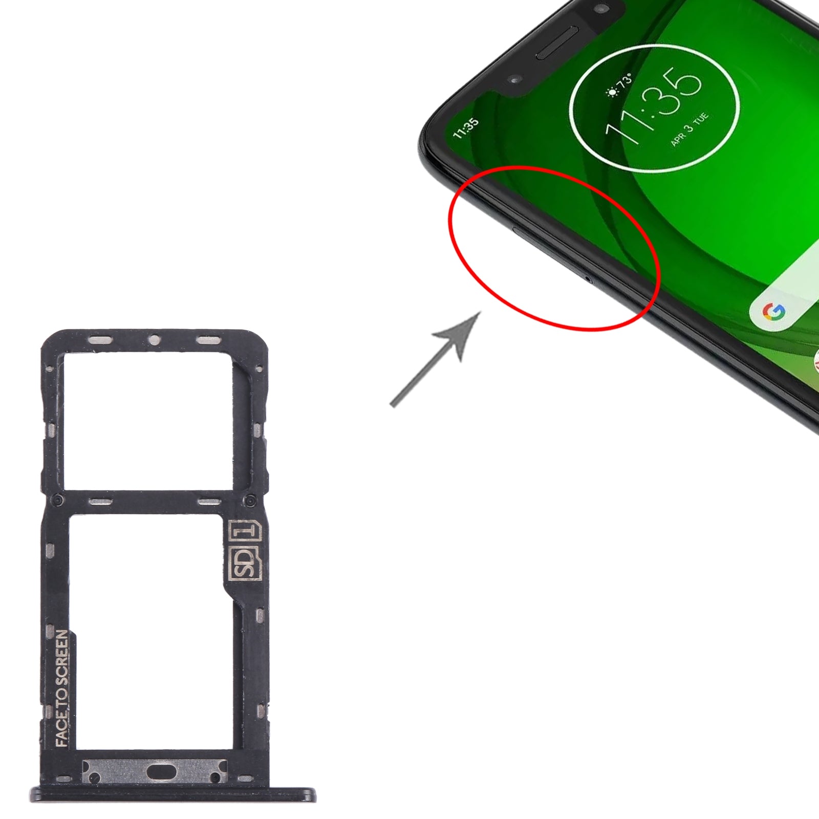 Bandeja Porta SIM / Micro SD Motorola Moto G7 Power Negro