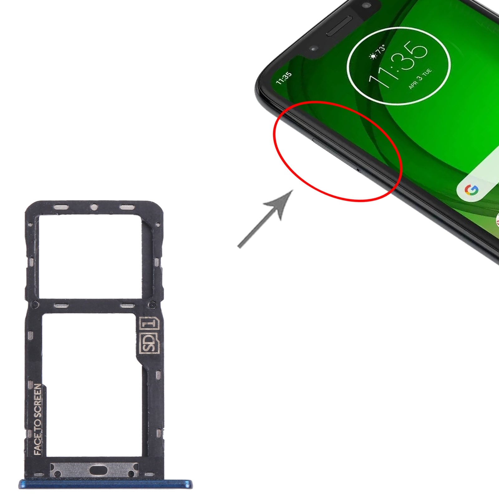 Bandeja Porta SIM / Micro SD Motorola Moto G7 Power Azul