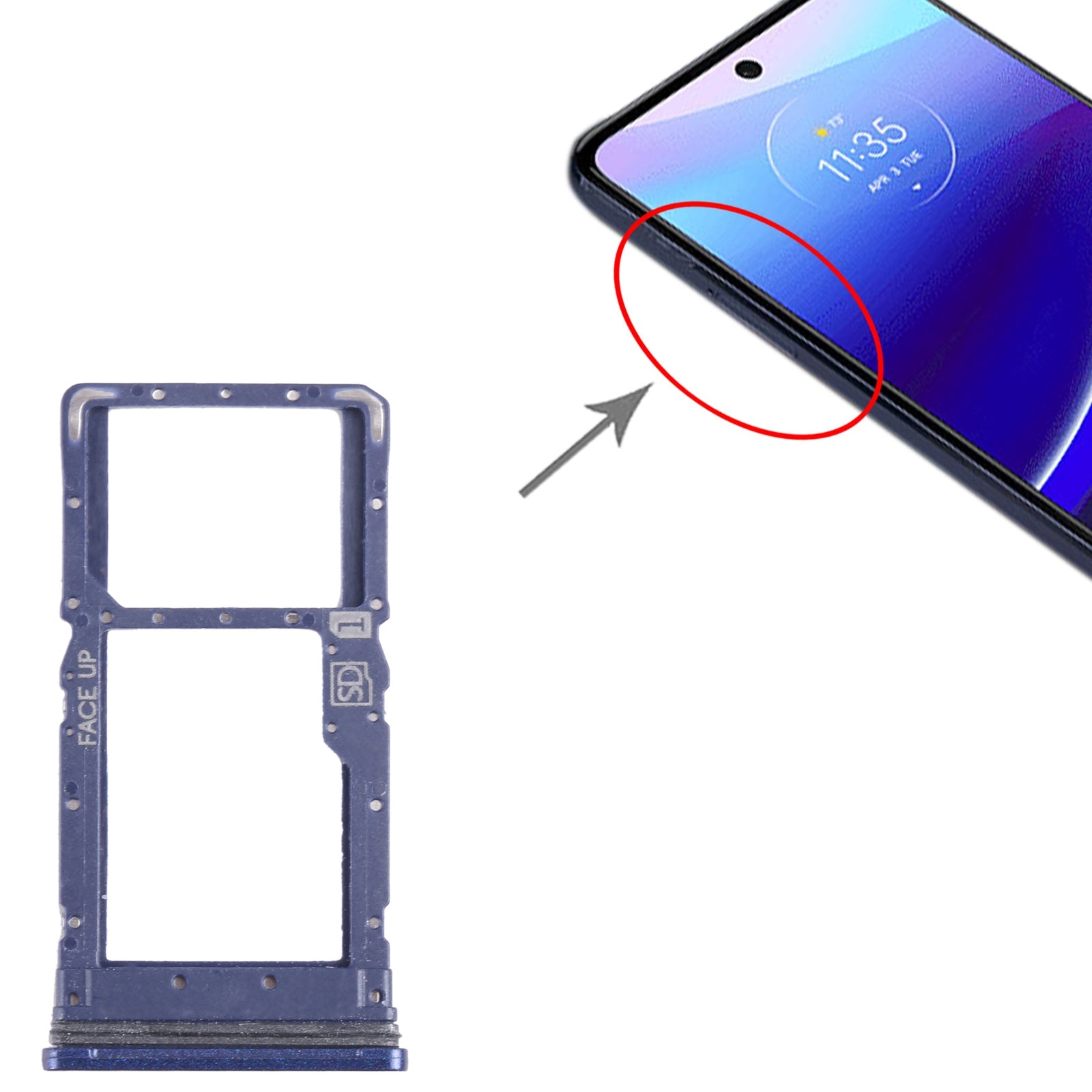 Bandeja Porta SIM / Micro SD Motorola Moto G Stylus 2022 Azul