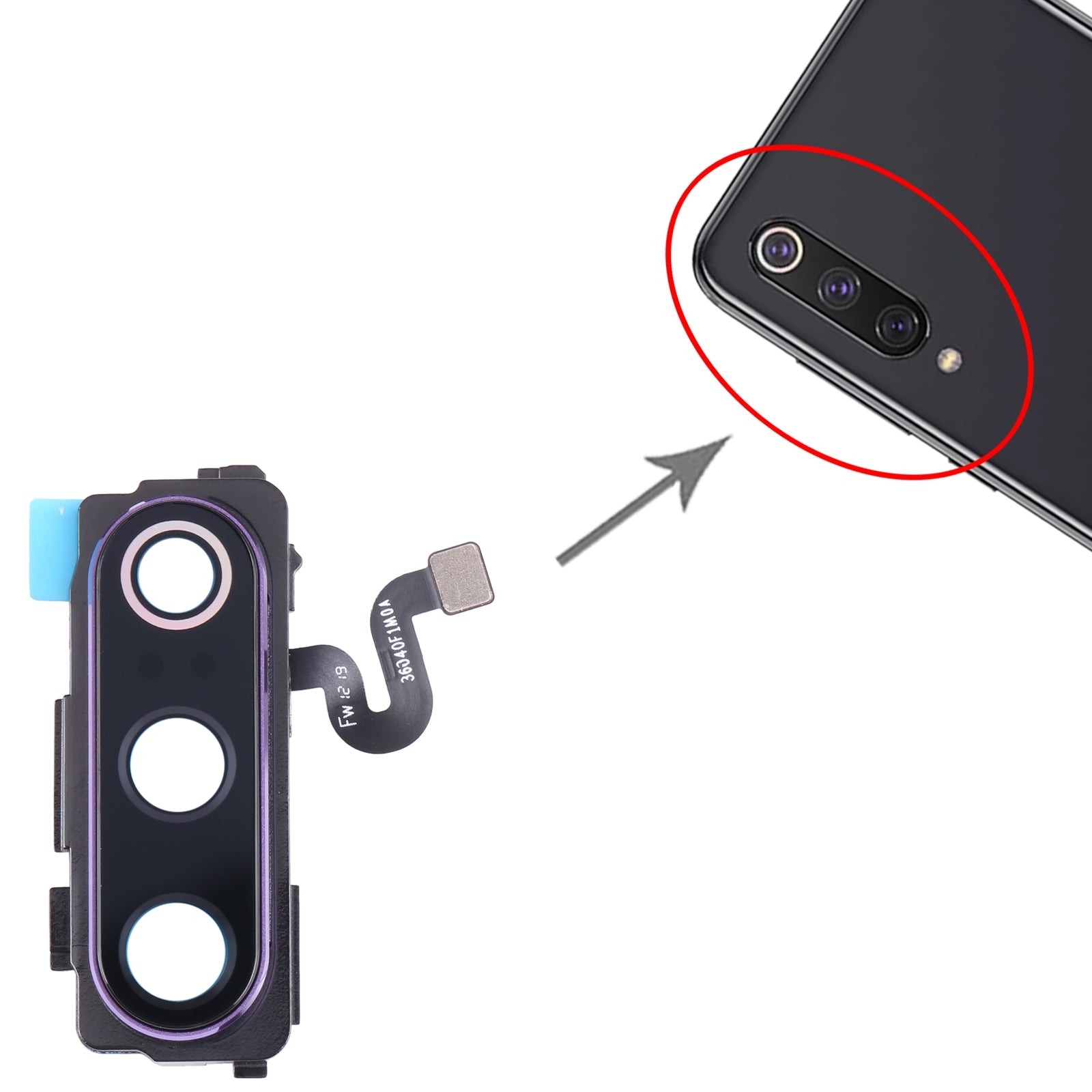 Cache objectif de caméra arrière Xiaomi Mi 9 violet