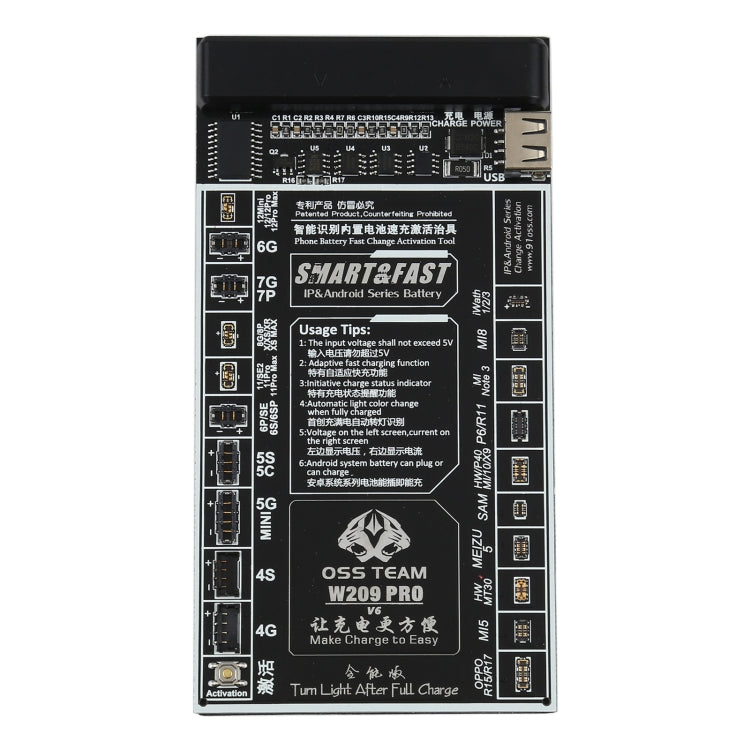 Equipo OSS W209 Pro V6 Teléfono Batería incorporada Batería de Batería Tablero de Carga rápida