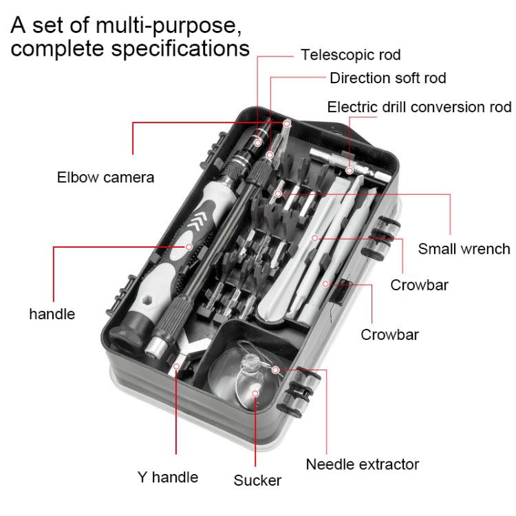 138 in 1 DIY Mobile Phone Disassembly Watch Repair Multifunction Tool Screwdriver Set (Red)