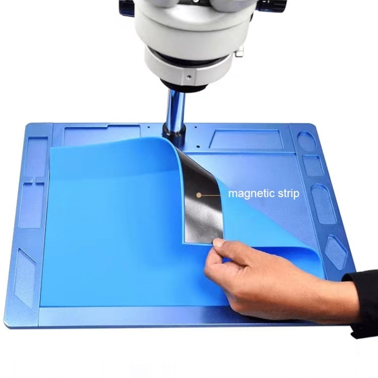 Couverture de couverture de soudure de banc électronique de base de travail de microscope multifonction d'alliage d'aluminium (bleu)