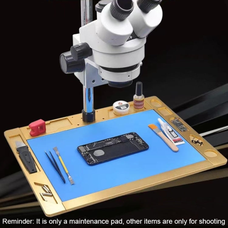 Aleación de Aluminio Multifunción Microscopio Base Workbench Matra electrónica Manta de soldadura (Oro)