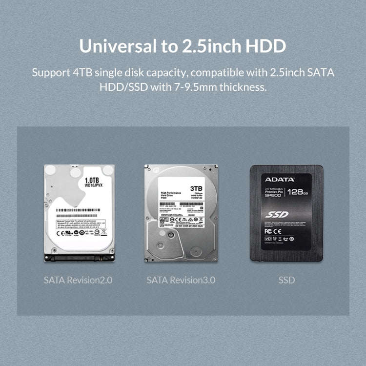 ORICO 2159U3 2.5 inch USB3.0 Transparent Hard Drive Enclosure with Bracket