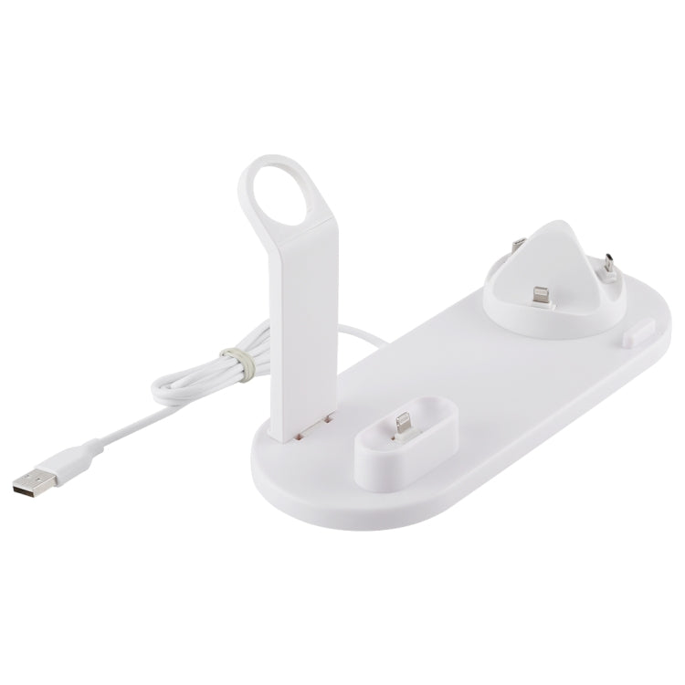 HQ-UD15 5 in 1 Micro USB + USB-C / Type-C + 8 Pin Interface Charging Dock with 8 pin Headphone Charging Interface and Watch Stand (White)
