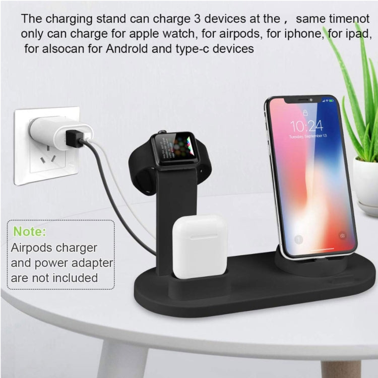 HQ-UD15 5 in 1 Micro USB + USB-C / Type-C + 8 Pin Interface Charging Dock with 8 pin Headphone Charging Interface and Watch Stand (White)
