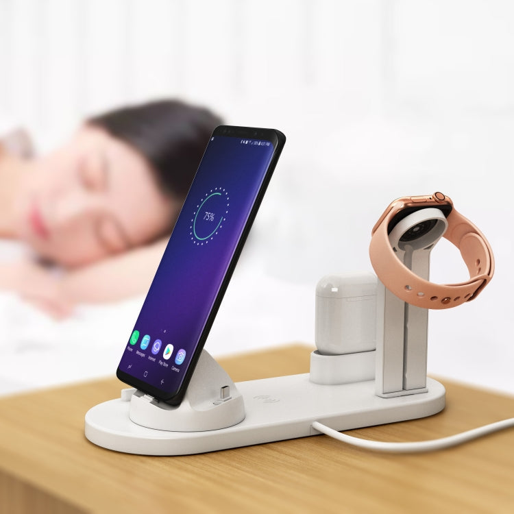 HQ-UD15 Rotatable Wireless Charging Dock with Holder for Phones / iWatches / AirPods (White)