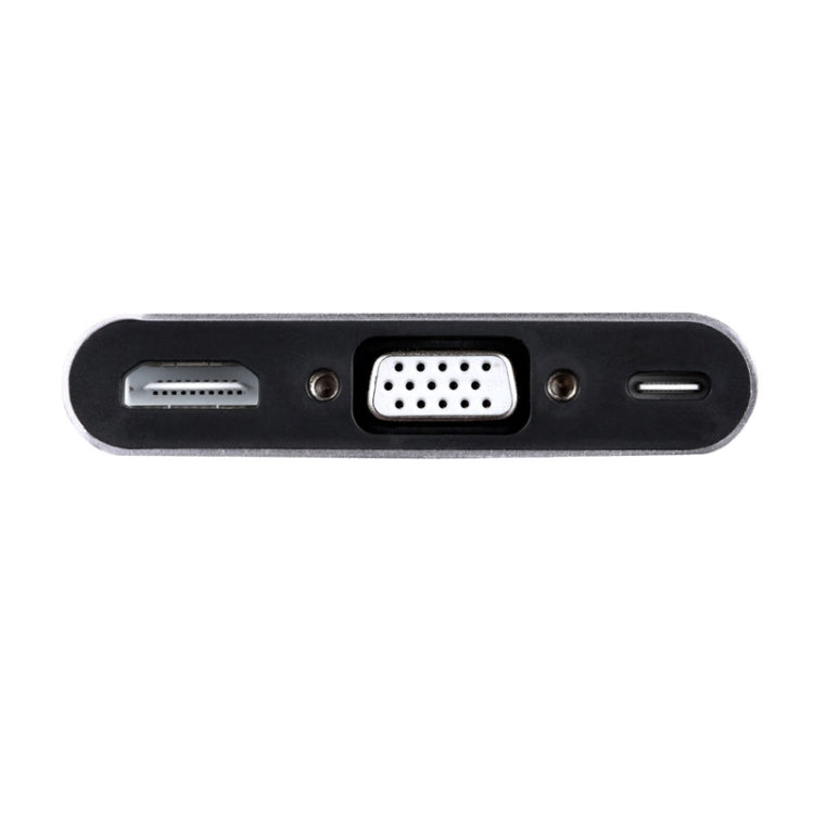 5 en 1 Type-C vers HDMI + VGA + USB 3.0 + Port Audio + Adaptateur HUB Port PD (Gris)
