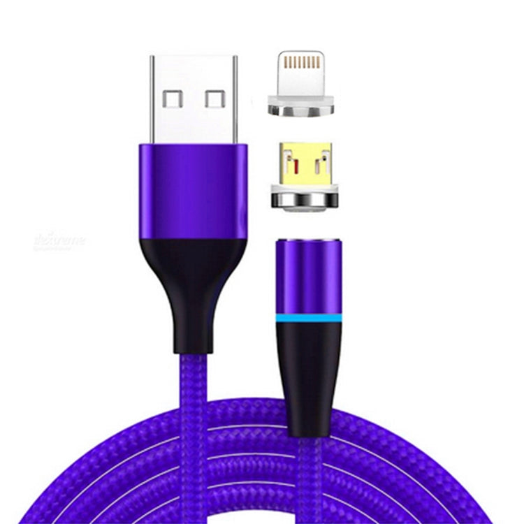 2 in 1 3A USB to 8 Pin + Micro USB Fast Charge + 480Mbps Data Transmission Mobile Phone Magnetic Suction Fast Charge Data Cable Cable Length: 1m ((Blue)