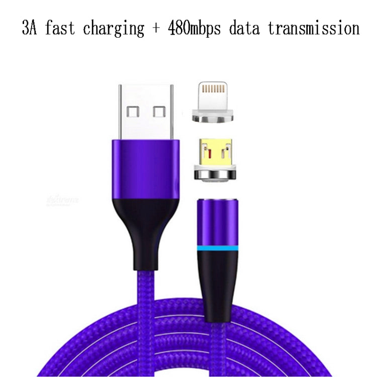 2 in 1 3A USB auf 8 Pin + Micro USB Schnellladung + 480Mbps Datenübertragung Handy Magnetische Saugkraft Schnellladung Datenkabel Kabellänge: 1m ((Blau)
