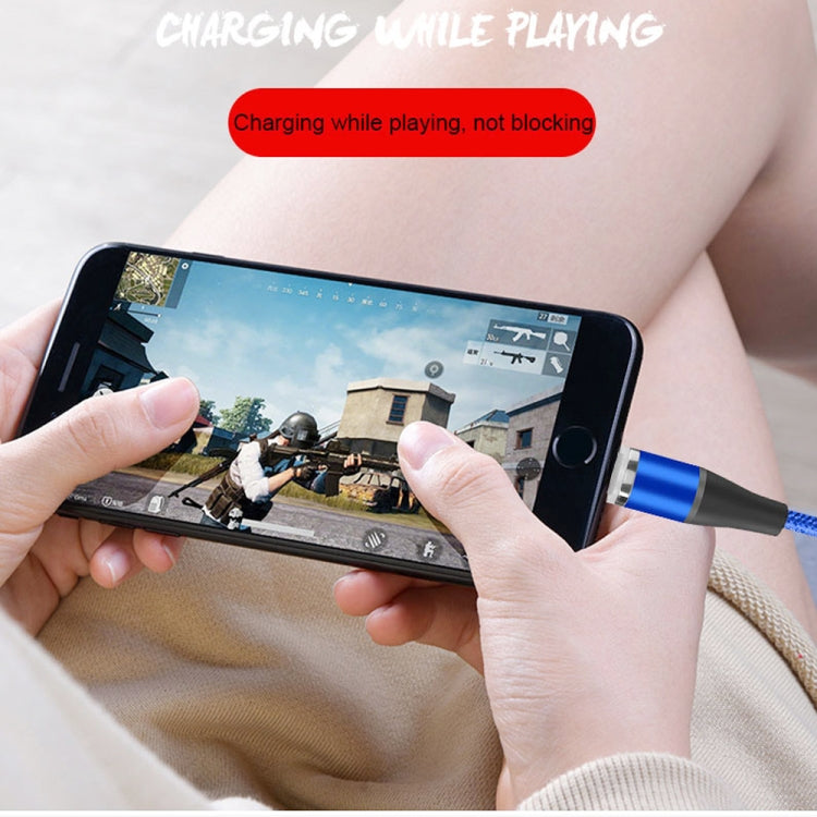 2 in 1 3A USB to 8 Pin + Micro USB Fast Charge + 480Mbps Data Transmission Mobile Phone Magnetic Suction Fast Charge Data Cable Cable Length: 1m ((Blue)
