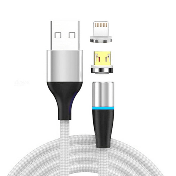 2 en 1 3A USB a 8 Pines + Micro USB Carga Rápida + 480 Mbps Transmisión de Datos Teléfono Móvil Succión Magnética Carga Rápida Cable de Datos Longitud del Cable: 1 m ( (Plata)