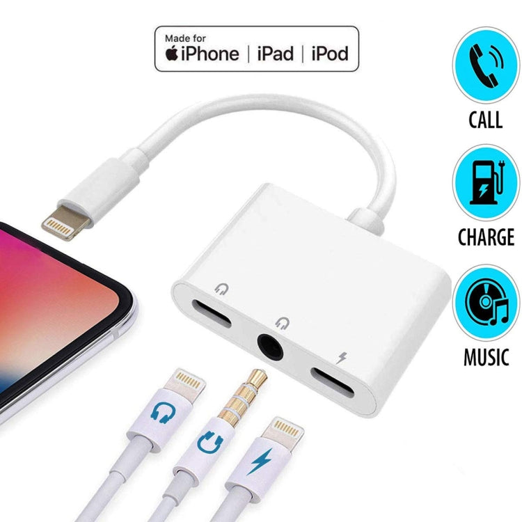 ZS-KL21820 3 in 1 8 Pin to 8 Pin Charging Port + 8 Pin Headphone Jack + 3.5mm Headphone Adapter Adapter