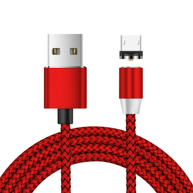USB to Micro USB Magnetic Metal Connector Two Colors Nylon Braided Magnetic Data Cable Cable Length: 1m (Red)