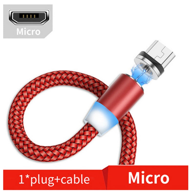 USB to Micro USB Magnetic Metal Connector Two Colors Nylon Braided Magnetic Data Cable Cable Length: 1m (Red)