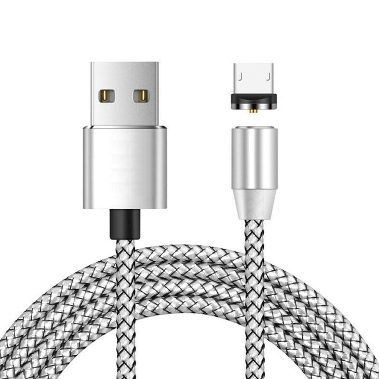 Metal Connector Magnetic USB to Micro USB Bi-Color Nylon Braided Magnetic Data Cable Cable Length: 1m (Silver)