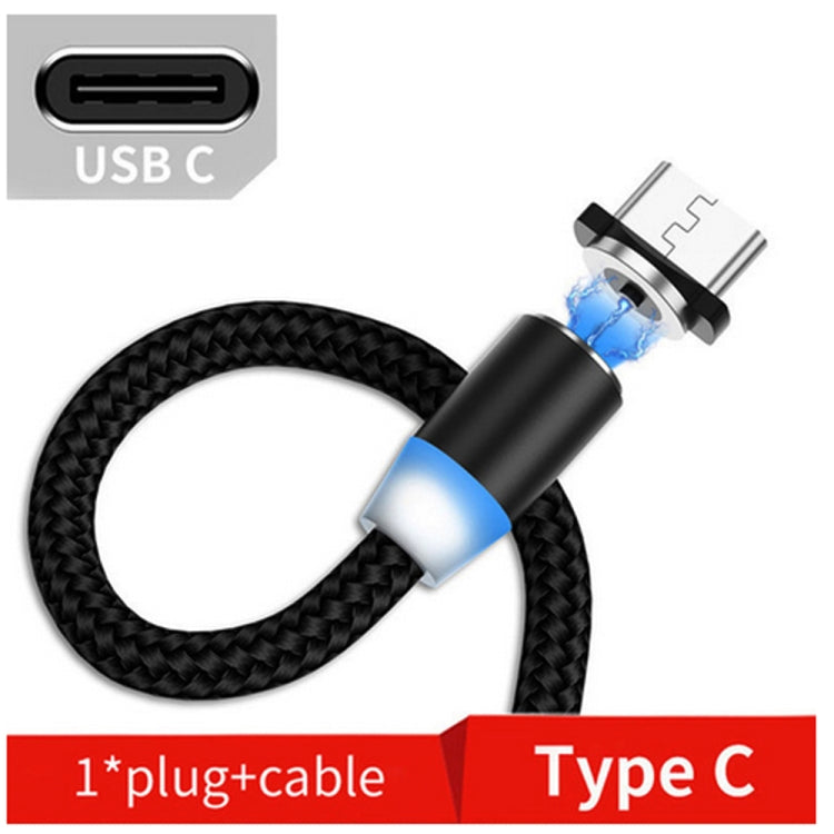 USB Magnetic Metal Connector to USB-C / Type C Two Color Nylon Braided Magnetic Data Cable Cable length: 1m (Black)