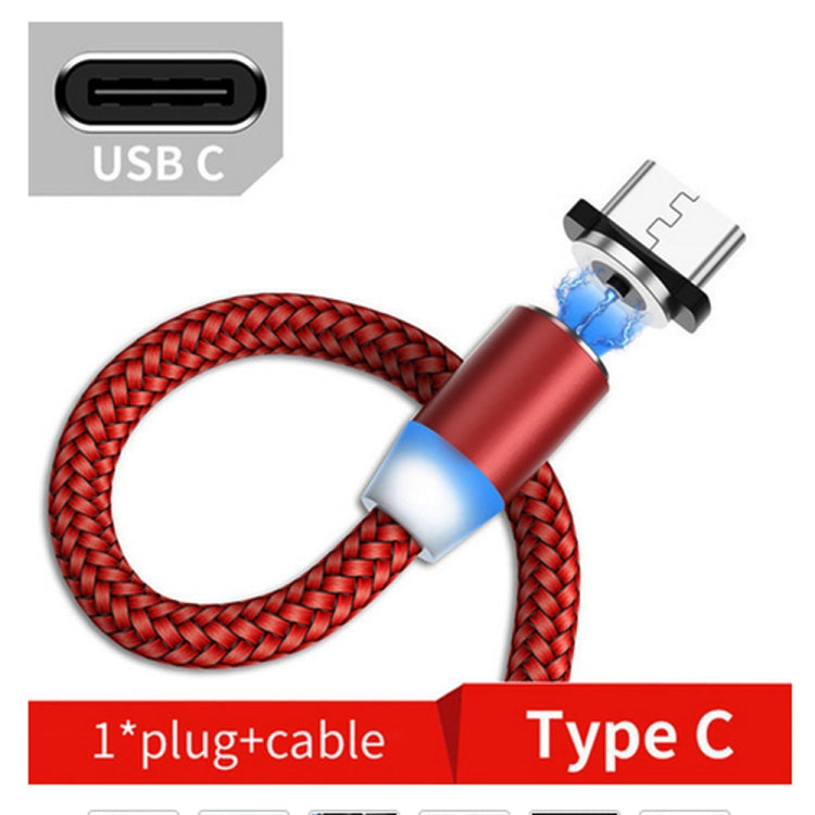 USB Magnetic Metal Connector to USB-C / Type C Bi-Color Nylon Braided Magnetic Data Cable Cable length: 1m (Red)