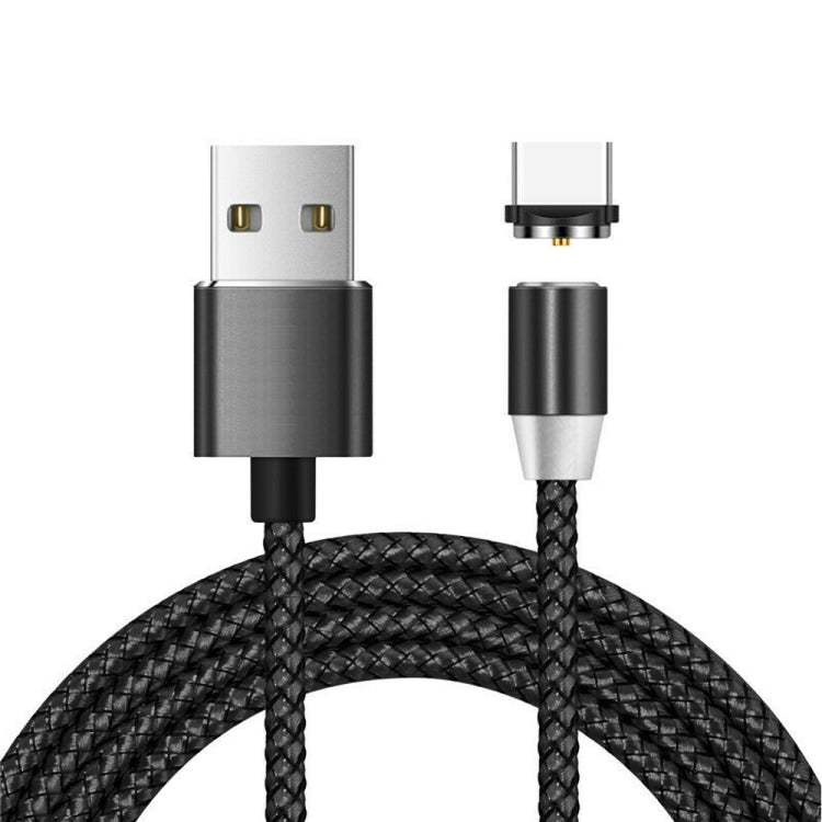 USB Magnetic Metal Connector to USB-C / Type C Bi-Color Nylon Braided Magnetic Data Cable Cable length: 2m (Black)