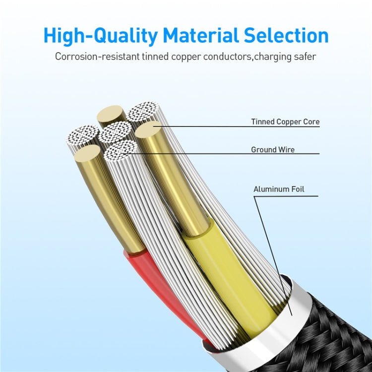 2 in 1 USB to Micro USB + USB-C / Type-C Magnetic Metal Connector Bi-Color Nylon Braided Magnetic Data Cable Cable Length: 1m (Gold)