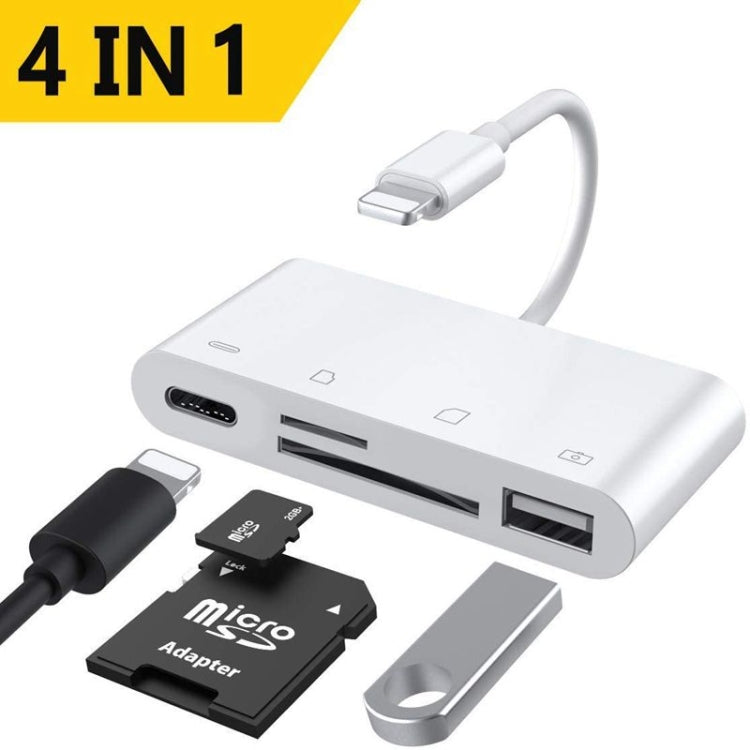 ZS-S1827 Carte SD 4 en 1 + Carte TF + Charge 8Pin + Interface USB vers Interface 8Pin Adaptateur de lecteur de caméra Prise en charge IOS 13