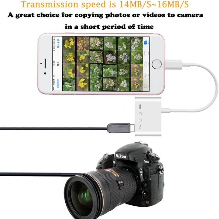 ZS-S1827 4 in 1 SD Card + TF Card + 8Pin Charge + USB Interface to 8Pin Interface Camera Reader Adapter Support IOS 13