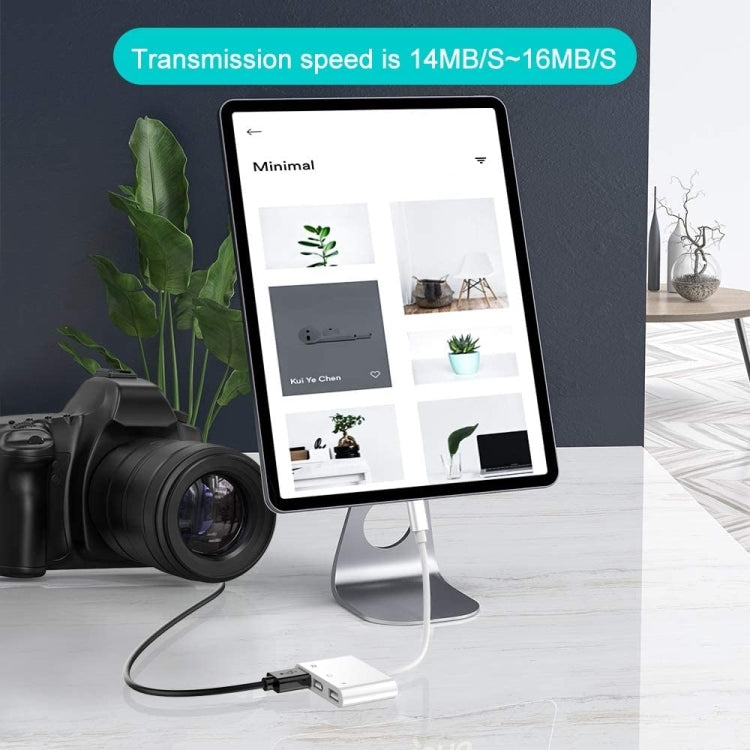ZS-S1852 6 in 1 OTG Camera Card Reader Adapter 3 USB Female to 8Pin Male with SD&amp;TF Card and 8Pin Charging Interface Support IOS 13 System
