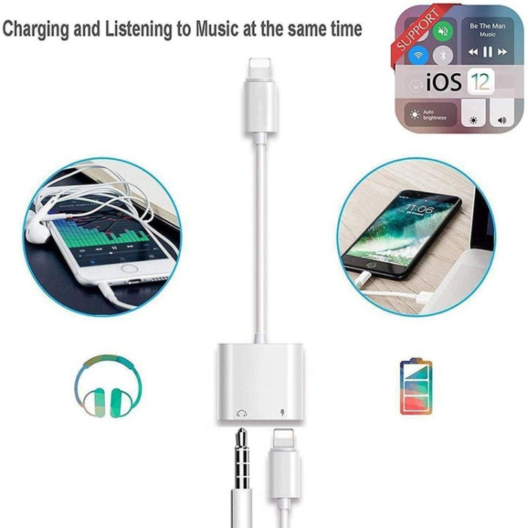 ZS-KL21804 2 in 1 8 Pin to 3.5mm Audio + 8 Pin Charging interface Headphone Adapter suitable for all IOS systems