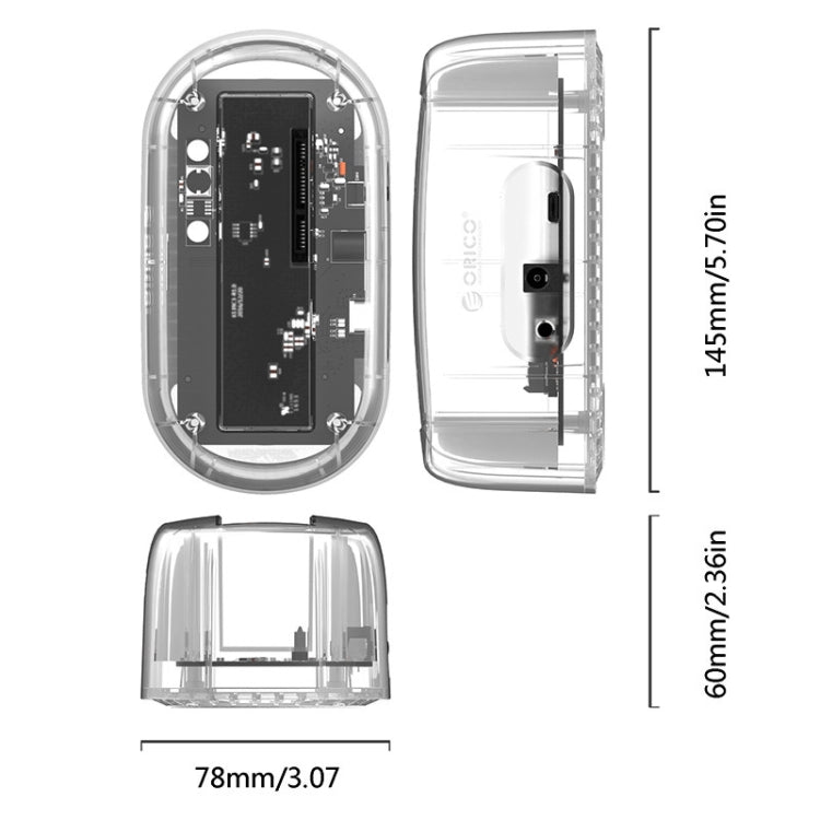 ORICO 6139C3-G2 3.5 Inch USB3.1 Gen2 Type-C Transparent Hard Drive Dock
