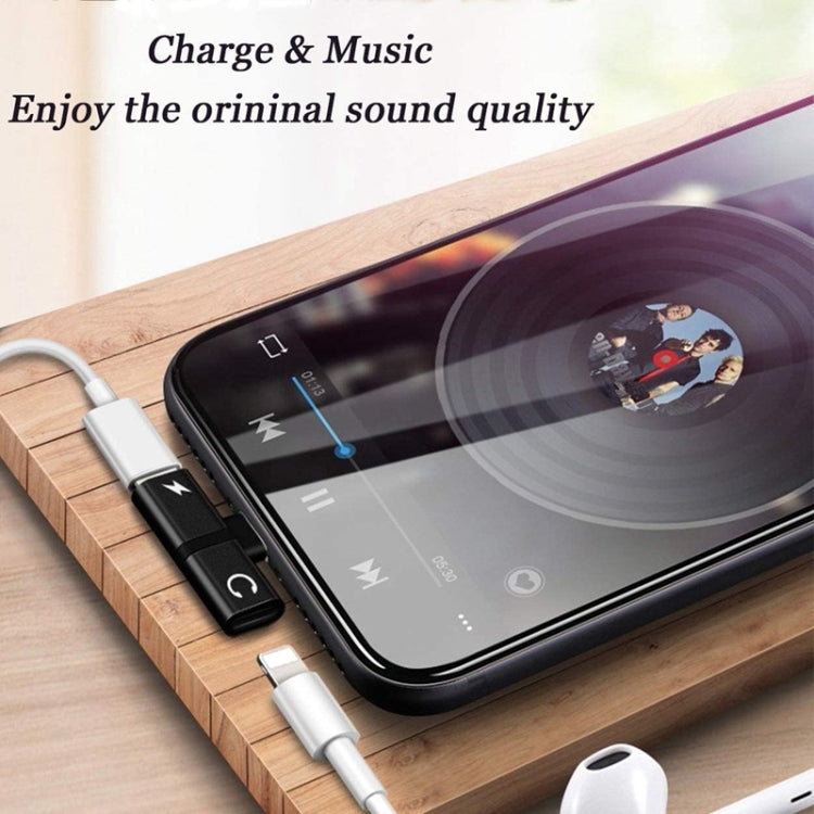 Zs-18182 2 in 1 8 Pin Male to 8 Pin Charging + 8 Pin Female Audio Jack Headphone Adapter Supports Volume Control and Call Support IOS 13 System (Silver)