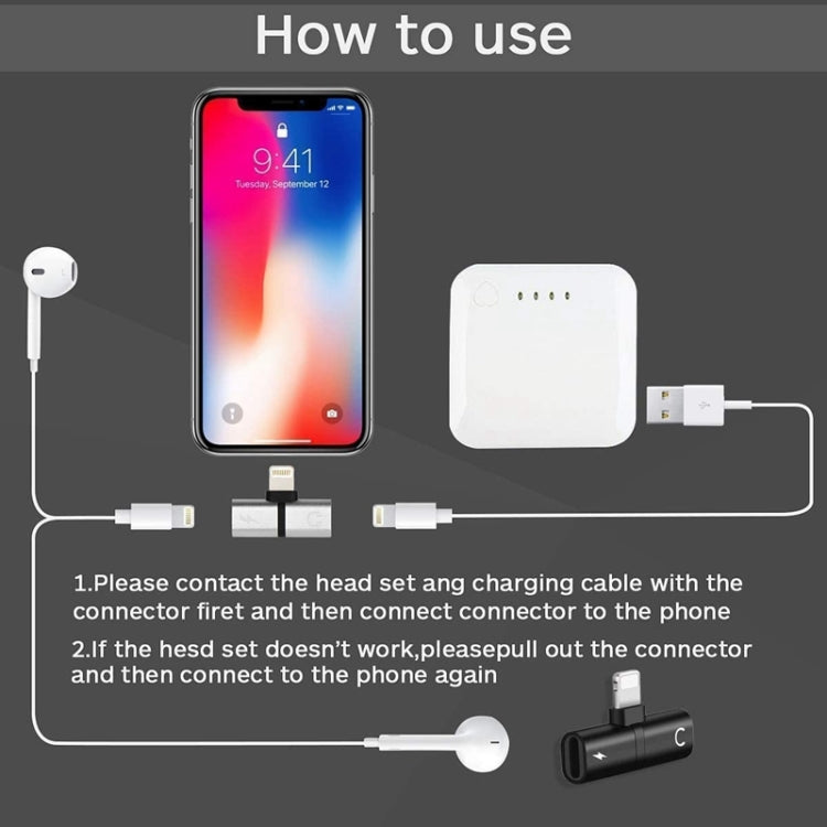 Zs-18182 2 in 1 8 Pin Male to 8 Pin Charging + 8 Pin Female Audio Jack Headphone Adapter Supports Volume Control and Call Support IOS 13 System (Silver)