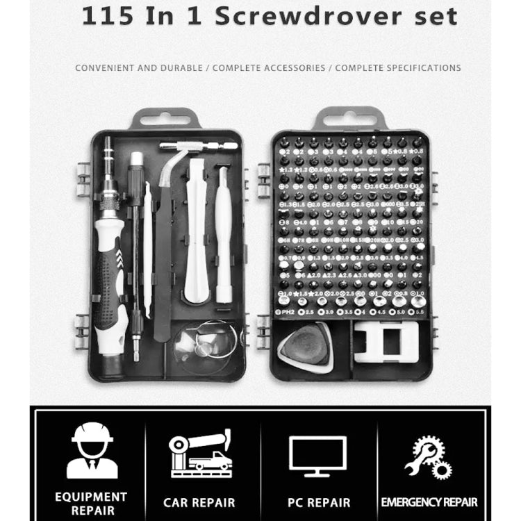 115 en 1 Mini Set Tournevis Precision Kit Tools Petit Boite Tournevis  Informatique Demontage Pc Portable pour Réparation,Bricolage,Montre Gris  foncé